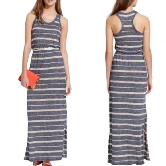 Madewell 100% Linen Striped Racerback Sleeveless Maxi Dress Sz S - Picture 12 of 13